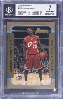 2003-04 Bowman Gold #123 LeBron James Rookie Card - BGS NM 7
